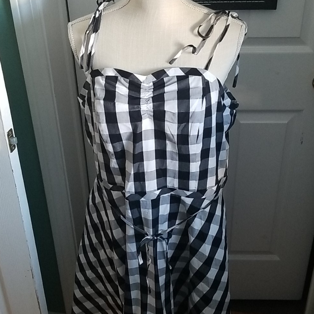 White and black plaid dress